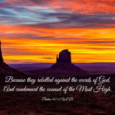Picture 03 - Psalms 107:11 WEB - Because they rebelled against the words of God, - Bible Verse Picture