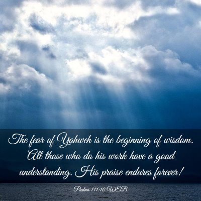 Picture 03 - Psalms 111:10 WEB - The fear of Yahweh is the beginning of wisdom. - Bible Verse Picture