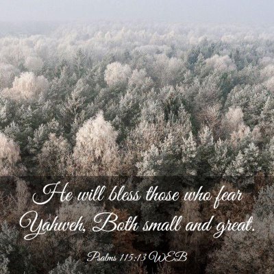 Picture 03 - Psalms 115:13 WEB - He will bless those who fear Yahweh, Both small - Bible Verse Picture
