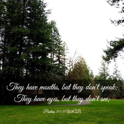 Picture 03 - Psalms 115:5 WEB - They have mouths, but they don't speak; They have - Bible Verse Picture