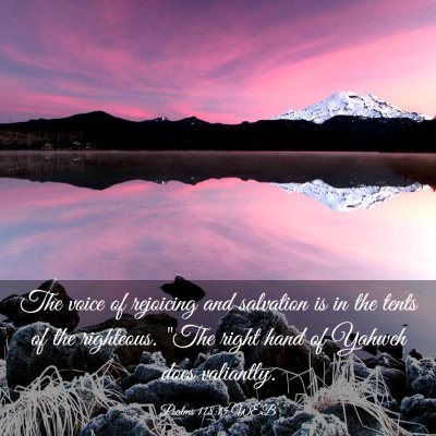 Picture 03 - Psalms 118:15 WEB - The voice of rejoicing and salvation is in the - Bible Verse Picture