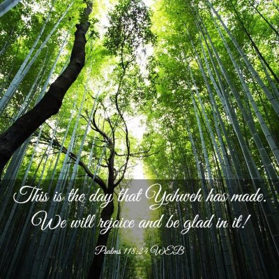 Picture 03 - Psalms 118:24 WEB - This is the day that Yahweh has made. We will - Bible Verse Picture