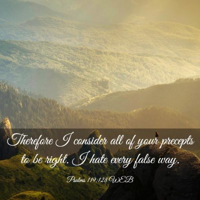 Picture 03 - Psalms 119:128 WEB - Therefore I consider all of your precepts to be - Bible Verse Picture