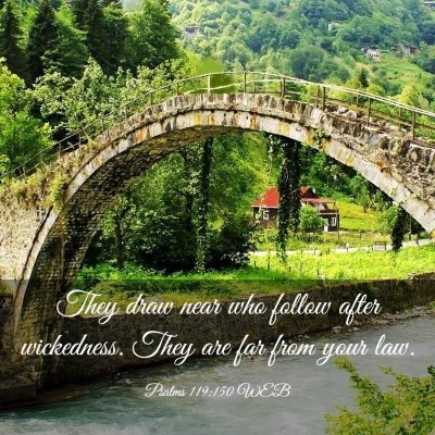 Picture 03 - Psalms 119:150 WEB - They draw near who follow after wickedness. They - Bible Verse Picture