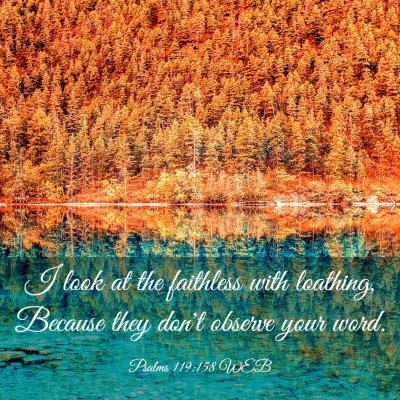 Picture 03 - Psalms 119:158 WEB - I look at the faithless with loathing, Because - Bible Verse Picture