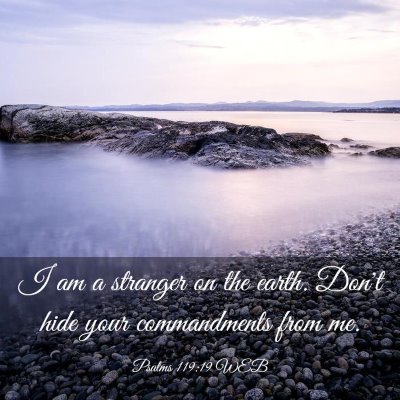 Picture 03 - Psalms 119:19 WEB - I am a stranger on the earth. Don't hide your - Bible Verse Picture