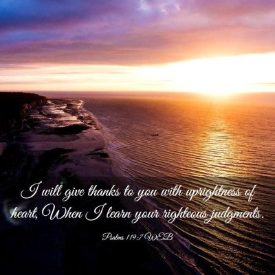 Picture 03 - Psalms 119:7 WEB - I will give thanks to you with uprightness of - Bible Verse Picture