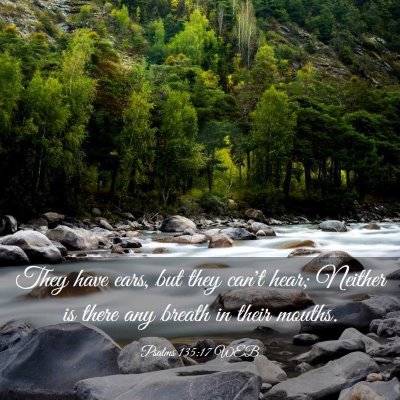 Picture 03 - Psalms 135:17 WEB - They have ears, but they can't hear; Neither is - Bible Verse Picture