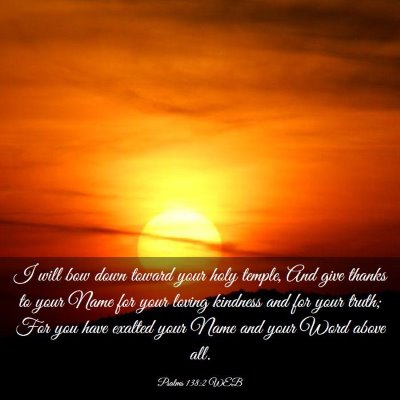 Picture 03 - Psalms 138:2 WEB - I will bow down toward your holy temple, And give - Bible Verse Picture