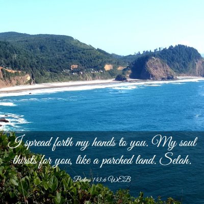 Picture 03 - Psalms 143:6 WEB - I spread forth my hands to you. My soul thirsts - Bible Verse Picture