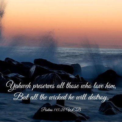 Picture 03 - Psalms 145:20 WEB - Yahweh preserves all those who love him, But all - Bible Verse Picture