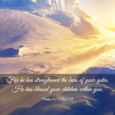 Picture 03 - Psalms 147:13 WEB - For he has strengthened the bars of your gates. - Bible Verse Picture