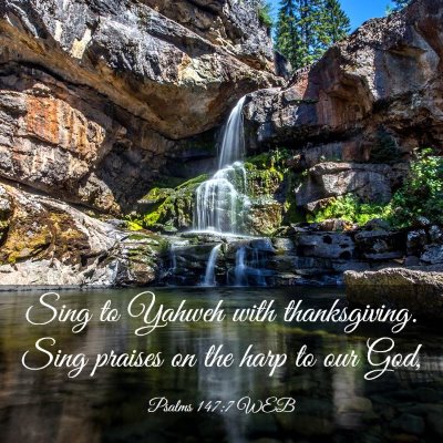 Picture 03 - Psalms 147:7 WEB - Sing to Yahweh with thanksgiving. Sing praises on - Bible Verse Picture