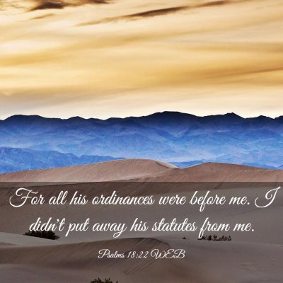 Picture 03 - Psalms 18:22 WEB - For all his ordinances were before me. I didn't - Bible Verse Picture