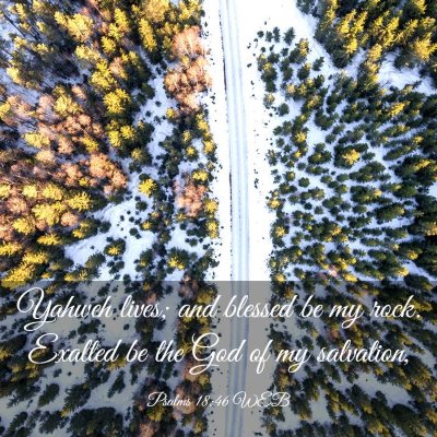 Picture 03 - Psalms 18:46 WEB - Yahweh lives; and blessed be my rock. Exalted be - Bible Verse Picture