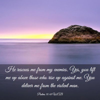 Picture 03 - Psalms 18:48 WEB - He rescues me from my enemies. Yes, you lift me - Bible Verse Picture