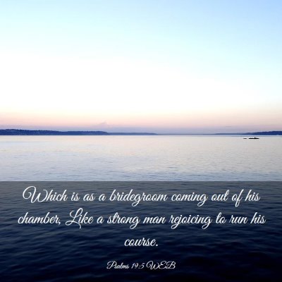 Picture 03 - Psalms 19:5 WEB - Which is as a bridegroom coming out of his - Bible Verse Picture