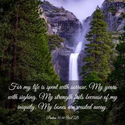 Picture 03 - Psalms 31:10 WEB - For my life is spent with sorrow, My years with - Bible Verse Picture