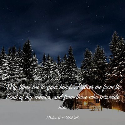 Picture 03 - Psalms 31:15 WEB - My times are in your hand. Deliver me from the - Bible Verse Picture