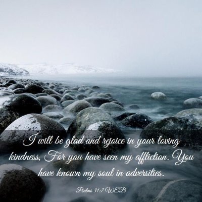 Picture 03 - Psalms 31:7 WEB - I will be glad and rejoice in your loving - Bible Verse Picture