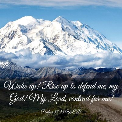 Picture 03 - Psalms 35:23 WEB - Wake up! Rise up to defend me, my God! My Lord, - Bible Verse Picture