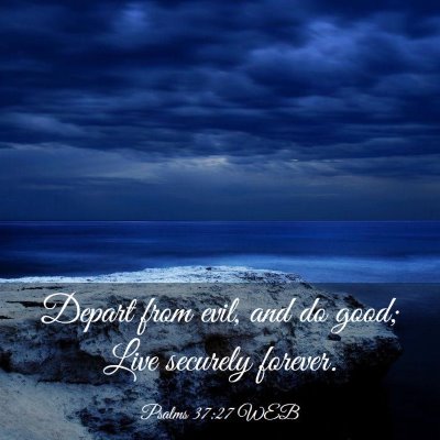 Picture 03 - Psalms 37:27 WEB - Depart from evil, and do good; Live securely - Bible Verse Picture