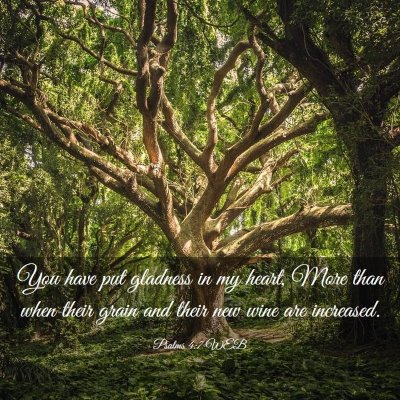 Picture 03 - Psalms 4:7 WEB - You have put gladness in my heart, More than when - Bible Verse Picture
