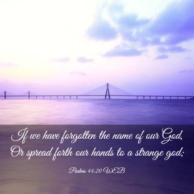Picture 03 - Psalms 44:20 WEB - If we have forgotten the name of our God, Or - Bible Verse Picture