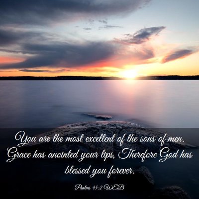 Picture 03 - Psalms 45:2 WEB - You are the most excellent of the sons of men. - Bible Verse Picture