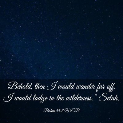 Picture 03 - Psalms 55:7 WEB - Behold, then I would wander far off. I would - Bible Verse Picture