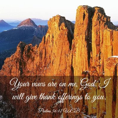 Picture 03 - Psalms 56:12 WEB - Your vows are on me, God. I will give thank - Bible Verse Picture