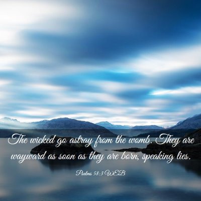 Picture 03 - Psalms 58:3 WEB - The wicked go astray from the womb. They are - Bible Verse Picture