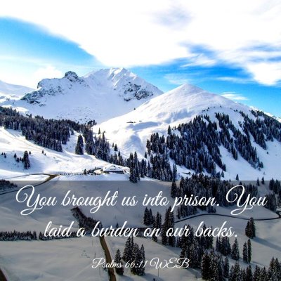 Picture 03 - Psalms 66:11 WEB - You brought us into prison. You laid a burden on - Bible Verse Picture