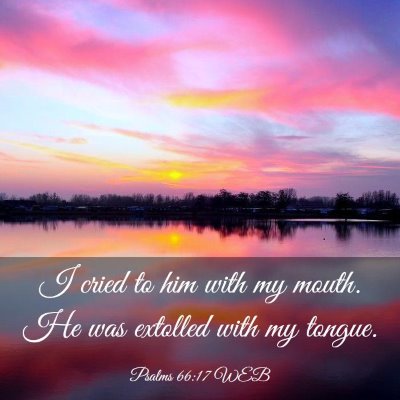 Picture 03 - Psalms 66:17 WEB - I cried to him with my mouth. He was extolled - Bible Verse Picture