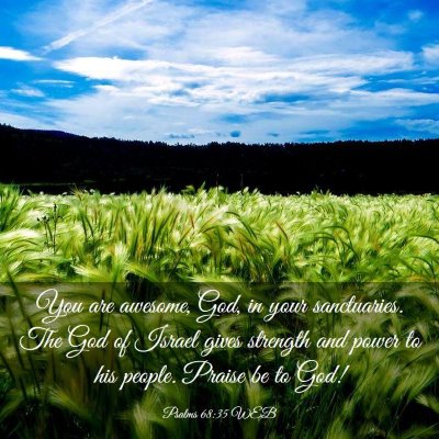 Picture 03 - Psalms 68:35 WEB - You are awesome, God, in your sanctuaries. The - Bible Verse Picture