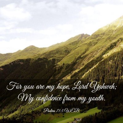 Picture 03 - Psalms 71:5 WEB - For you are my hope, Lord Yahweh; My confidence - Bible Verse Picture