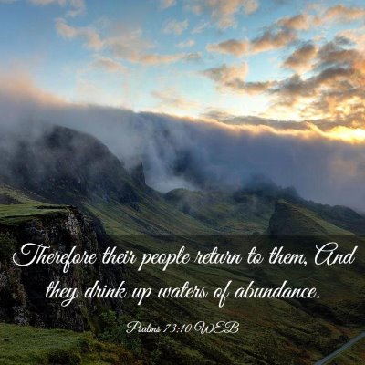 Picture 03 - Psalms 73:10 WEB - Therefore their people return to them, And they - Bible Verse Picture