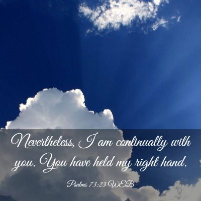 Picture 03 - Psalms 73:23 WEB - Nevertheless, I am continually with you. You have - Bible Verse Picture