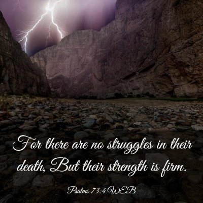 Picture 03 - Psalms 73:4 WEB - For there are no struggles in their death, But - Bible Verse Picture