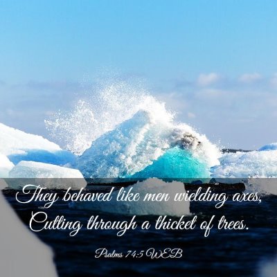 Picture 03 - Psalms 74:5 WEB - They behaved like men wielding axes, Cutting - Bible Verse Picture