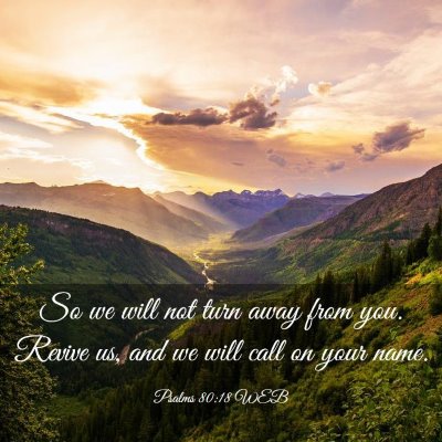 Picture 03 - Psalms 80:18 WEB - So we will not turn away from you. Revive us, and - Bible Verse Picture