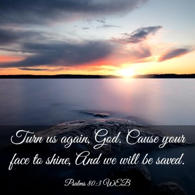 Picture 03 - Psalms 80:3 WEB - Turn us again, God. Cause your face to shine, And - Bible Verse Picture