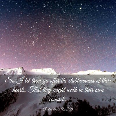 Picture 03 - Psalms 81:12 WEB - So I let them go after the stubbornness of their - Bible Verse Picture