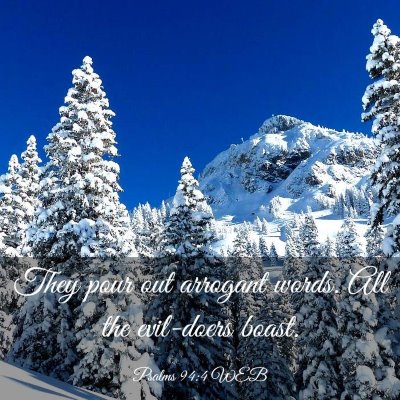 Picture 03 - Psalms 94:4 WEB - They pour out arrogant words. All the evil-doers - Bible Verse Picture