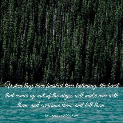 Picture 03 - Revelation 11:7 WEB - When they have finished their testimony, the - Bible Verse Picture