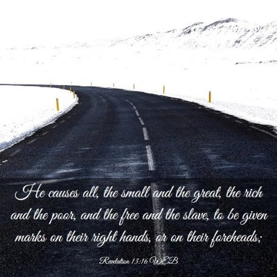 Picture 03 - Revelation 13:16 WEB - He causes all, the small and the great, the rich - Bible Verse Picture
