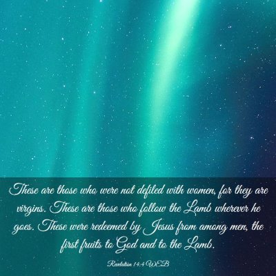 Picture 03 - Revelation 14:4 WEB - These are those who were not defiled with women, - Bible Verse Picture