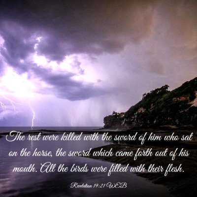 Picture 03 - Revelation 19:21 WEB - The rest were killed with the sword of him who - Bible Verse Picture