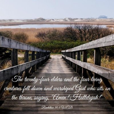 Picture 03 - Revelation 19:4 WEB - The twenty-four elders and the four living - Bible Verse Picture