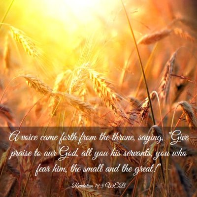 Picture 03 - Revelation 19:5 WEB - A voice came forth from the throne, saying, 